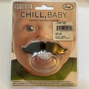 Chill Baby Mustache Pacifier 0-6 Months NWT